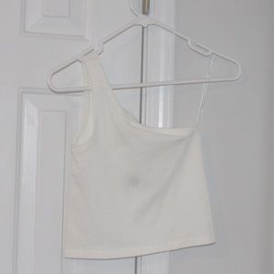 Miss Cocky One Shoulder White Crop Top